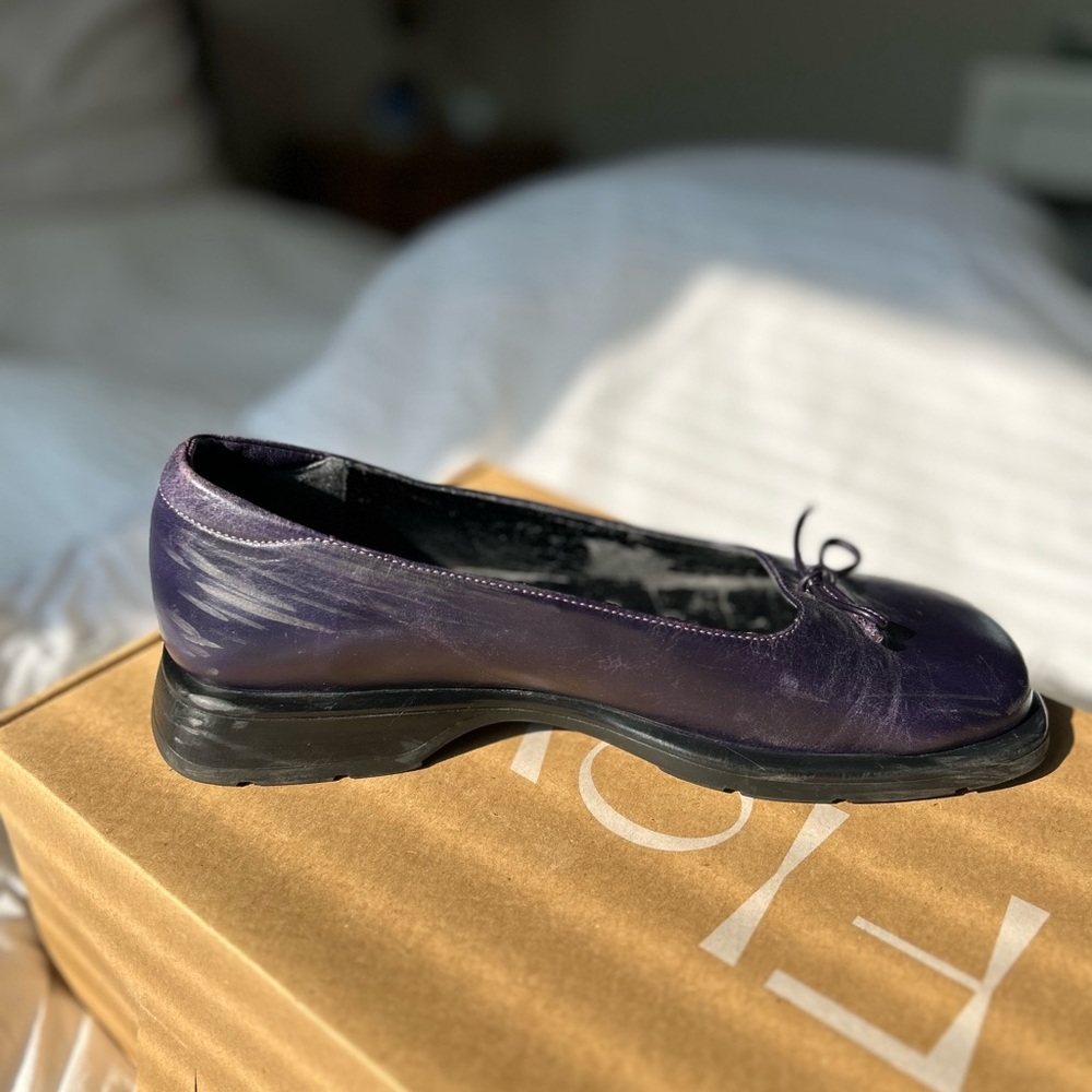 ALDO Vintage Flats 90's Indigo Purple Leather Shoes | Women's Size 7.5 - Picture 6 of 12